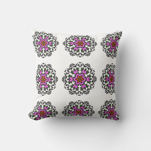 Florales Mandala-Nahtloses Muster Rosa Blüte Kissen