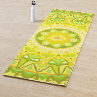 Florales Mandala-Yoga Frühling Grün Gelb Übungen Yogamatte