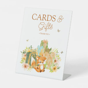 Florales Märchenbuch Fuchs Baby Shower Karten und Sockelschild