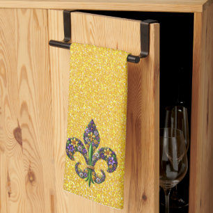 Florales Mardi Gras fleur de lis Geschirrtuch