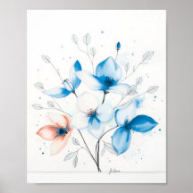 Florales Minimalistisches Abstraktes Linienkunstpo