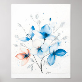 Florales Minimalistisches Abstraktes Linienkunstpo Poster