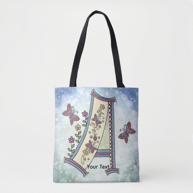 florales Monogramm A Tasche (Vorderseite)