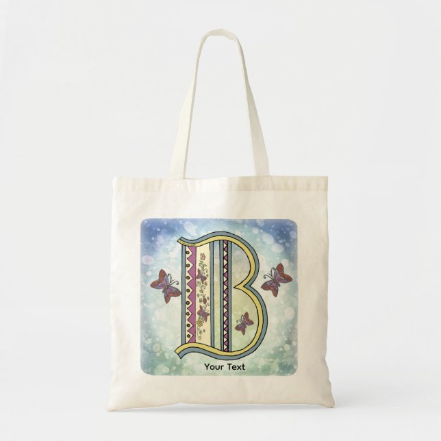 florales Monogramm B Tragetasche (Vorne)