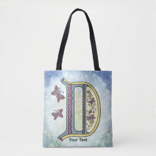 florales Monogramm D Tasche