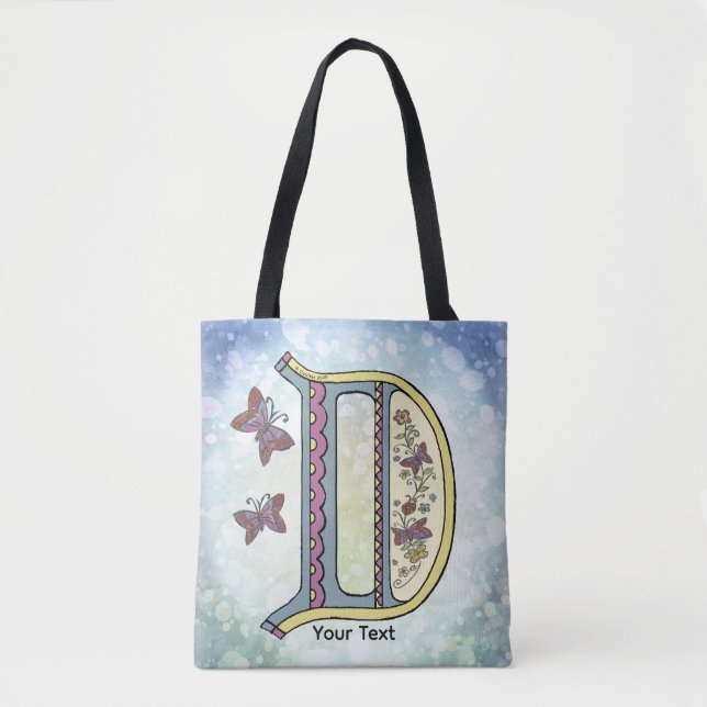 florales Monogramm D Tasche (Vorderseite)