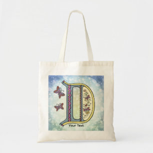 florales Monogramm D Tragetasche