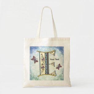 florales Monogramm E Tragetasche
