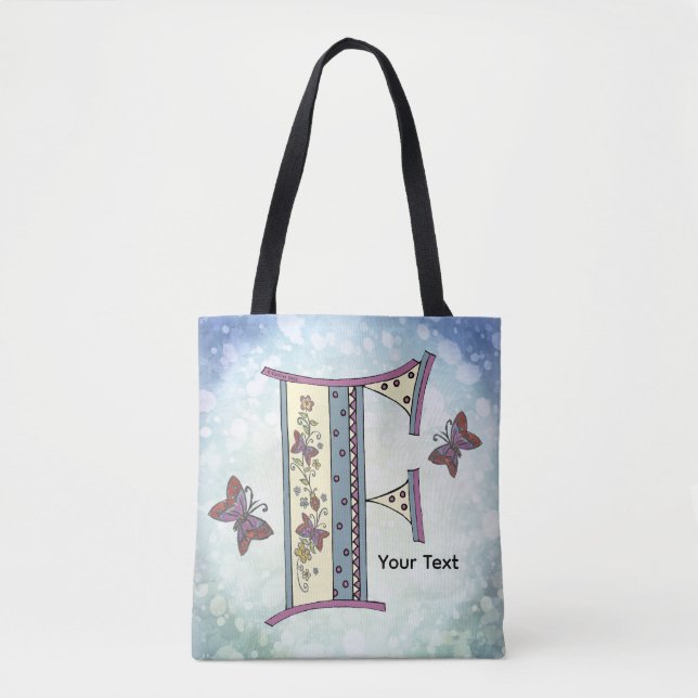 florales Monogramm F Tasche (Vorderseite)