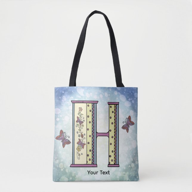 florales Monogramm H Tasche (Vorderseite)