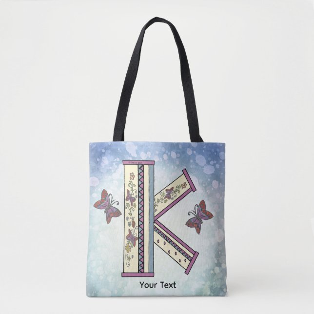 florales Monogramm K Tasche (Vorderseite)