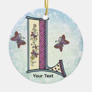 florales Monogramm L Keramik Ornament
