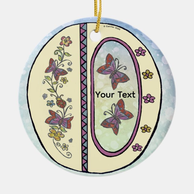 florales Monogramm O Keramik Ornament (Vorne)