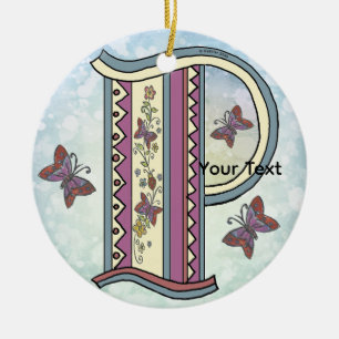 florales Monogramm P Keramik Ornament