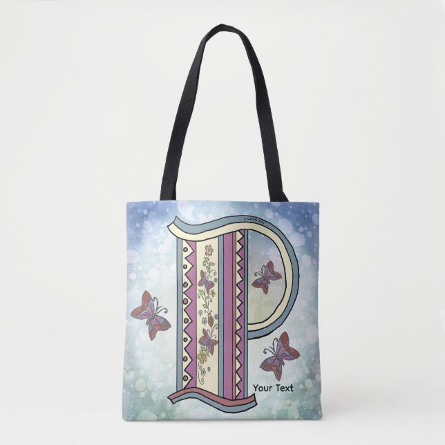 florales Monogramm P Tasche (Vorderseite)