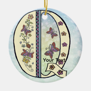 florales Monogramm Q Keramik Ornament