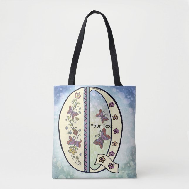 florales Monogramm Q Tasche (Vorderseite)