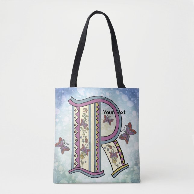 florales Monogramm R Tasche (Vorderseite)