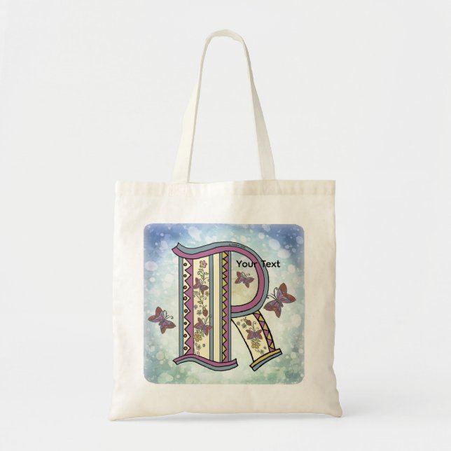 florales Monogramm R Tragetasche (Vorne)