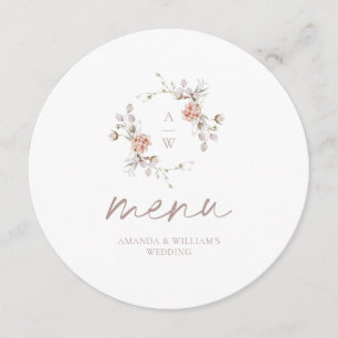 Florales Monogramm-Rundum-Hochzeitsmenükarte Menükarte