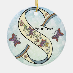 florales Monogramm S Keramik Ornament