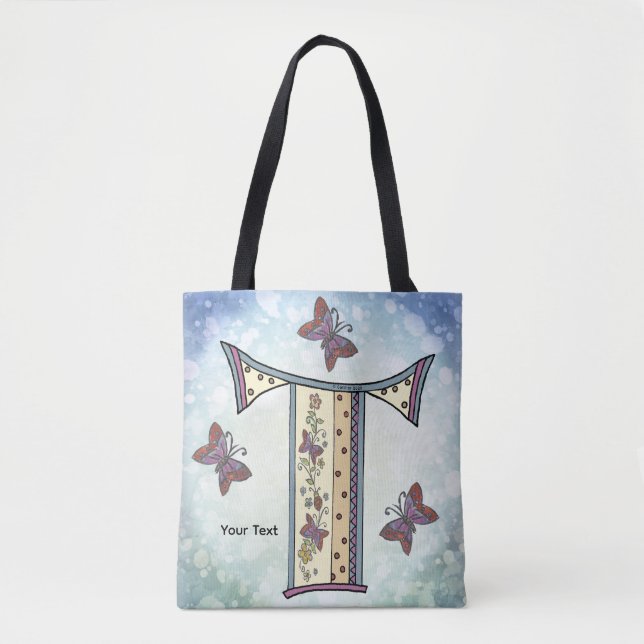 florales Monogramm T Tasche (Vorderseite)