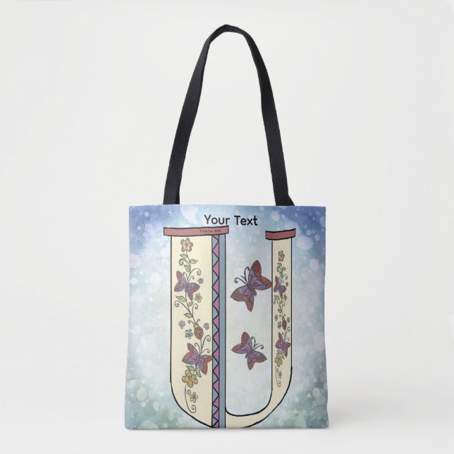 florales Monogramm U Tasche (Vorderseite)