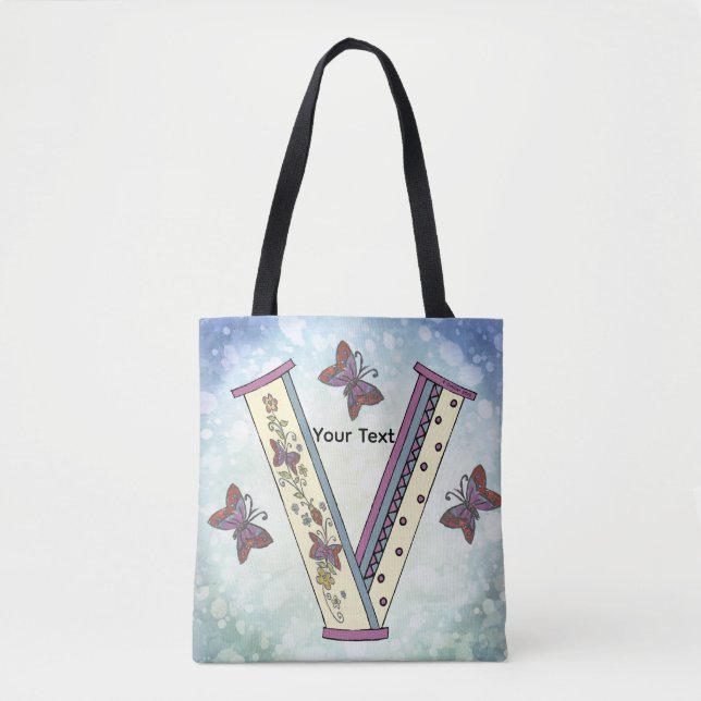 florales Monogramm V Tasche (Vorderseite)