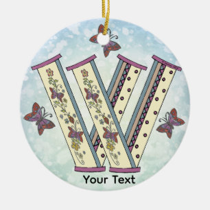 florales Monogramm W Keramik Ornament