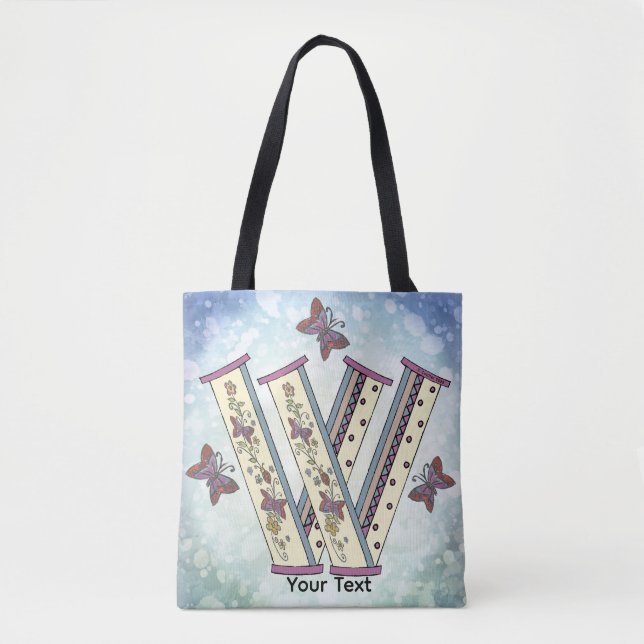 florales Monogramm W Tasche (Vorderseite)