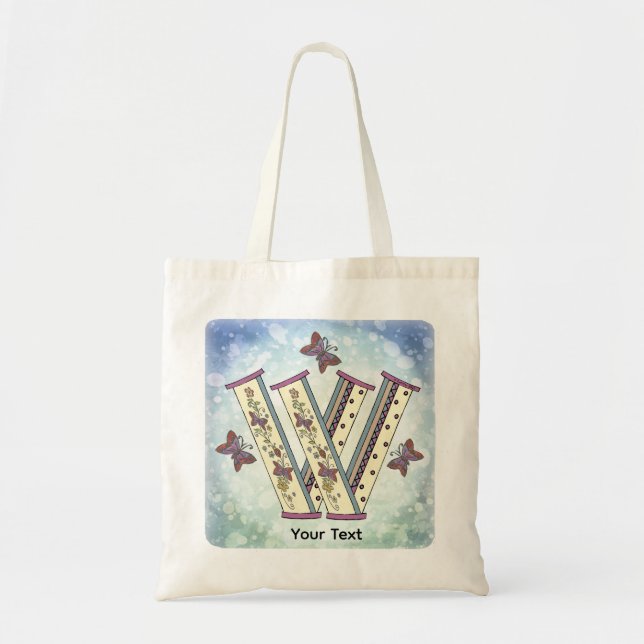 florales Monogramm W Tragetasche (Vorne)