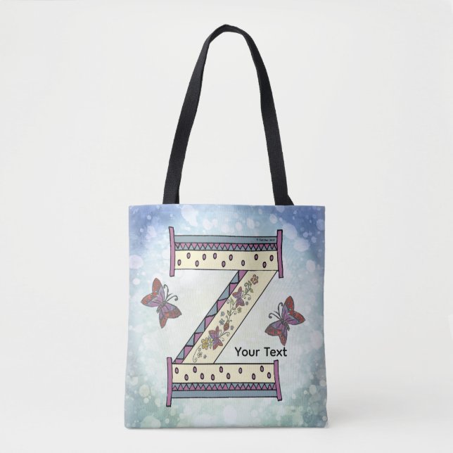 florales Monogramm Z Tasche (Vorderseite)