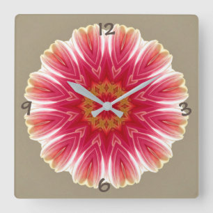 Florales Muster Quadratische Wanduhr