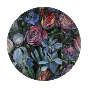 Florales Öl-Pastell: Nahtloses Muster Schneidebrett