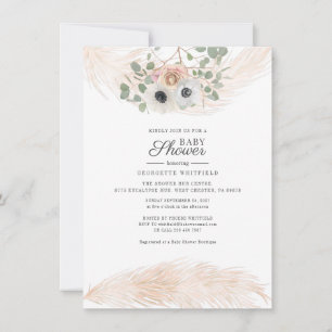 Florales Pampasgras Boho Mädchen Baby Shower Einladung