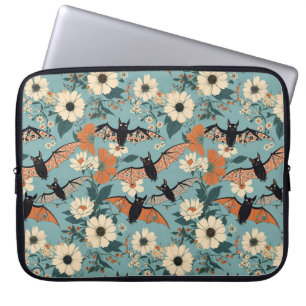 Florales Patchwork Halloween Fledermäuse & Blumen Laptopschutzhülle