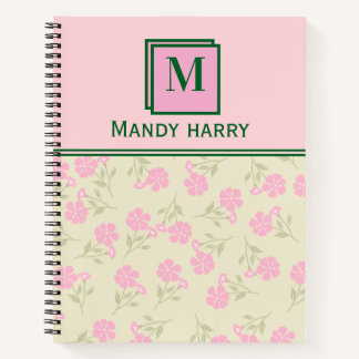 florales personalisiertes Rosa Notizbuch