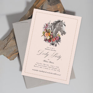 Florales Pferd mit Girlande Elegante Derby-Party Einladung