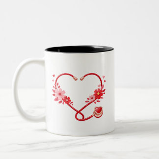 Florales Pflegestethoskop Zweifarbige Tasse
