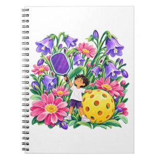 Florales Pickleball-Spieler-Geschenk in Lila und R Notizblock