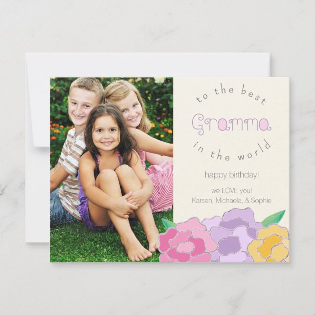 Florales précieuses Joyeux Carte photo de gramma d (Devant)
