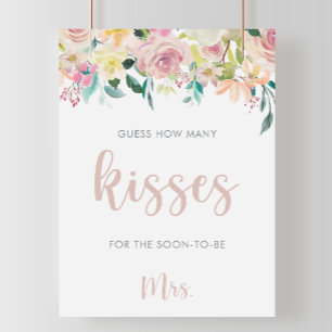 Florales Ratespiel 'Wie viele Küsse' für die Braut Poster