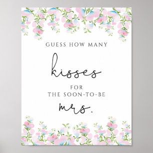 Florales Ratespiel - Wie viele Küsse Hochzeitsdusc Poster