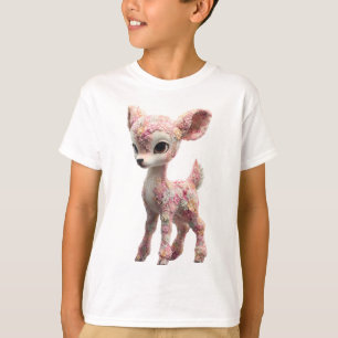 Florales Reh-Blüten-Kreatur für Kinder T-Shirt
