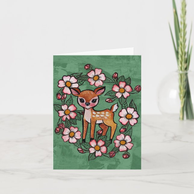 Florales Reh                                       Dankeskarte (Vorderseite)
