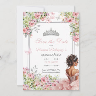 Florales Rosa und Grüne Schmetterling Quinceañera