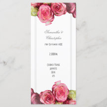 Florales rosarotes Kirchenhochzeitsprogramm