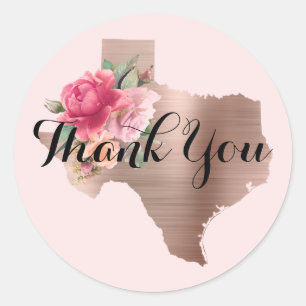Florales Roségold Texas Hochzeits-Dankeschön Runder Aufkleber