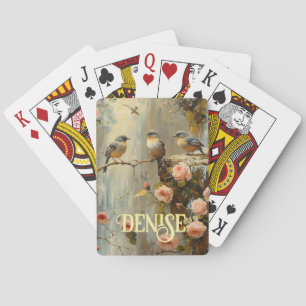 Florales Rosen-Vogel-Kartenspiel Spielkarten