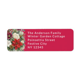 Florales Rot Frohe Weihnachten Familienname